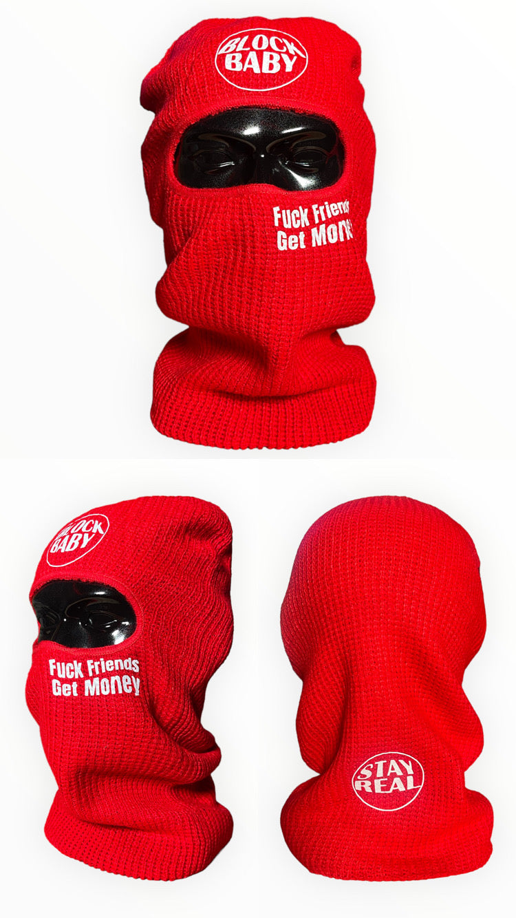 Money Text Ski Mask - Red